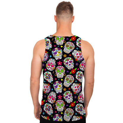 Sugar Skull Pattern Print Men's Tank Top