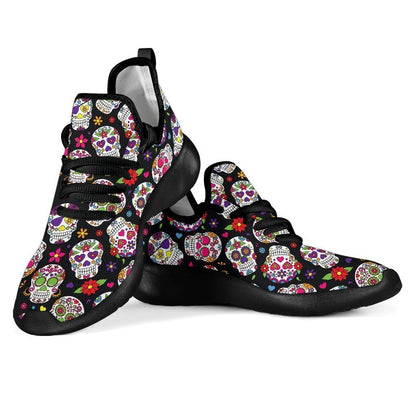 Sugar Skull Pattern Print Mesh Knit Shoes GearFrost