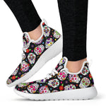 Sugar Skull Pattern Print Mesh Knit Shoes GearFrost