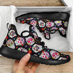 Sugar Skull Pattern Print Mesh Knit Shoes GearFrost