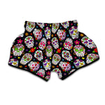 Sugar Skull Pattern Print Muay Thai Boxing Shorts