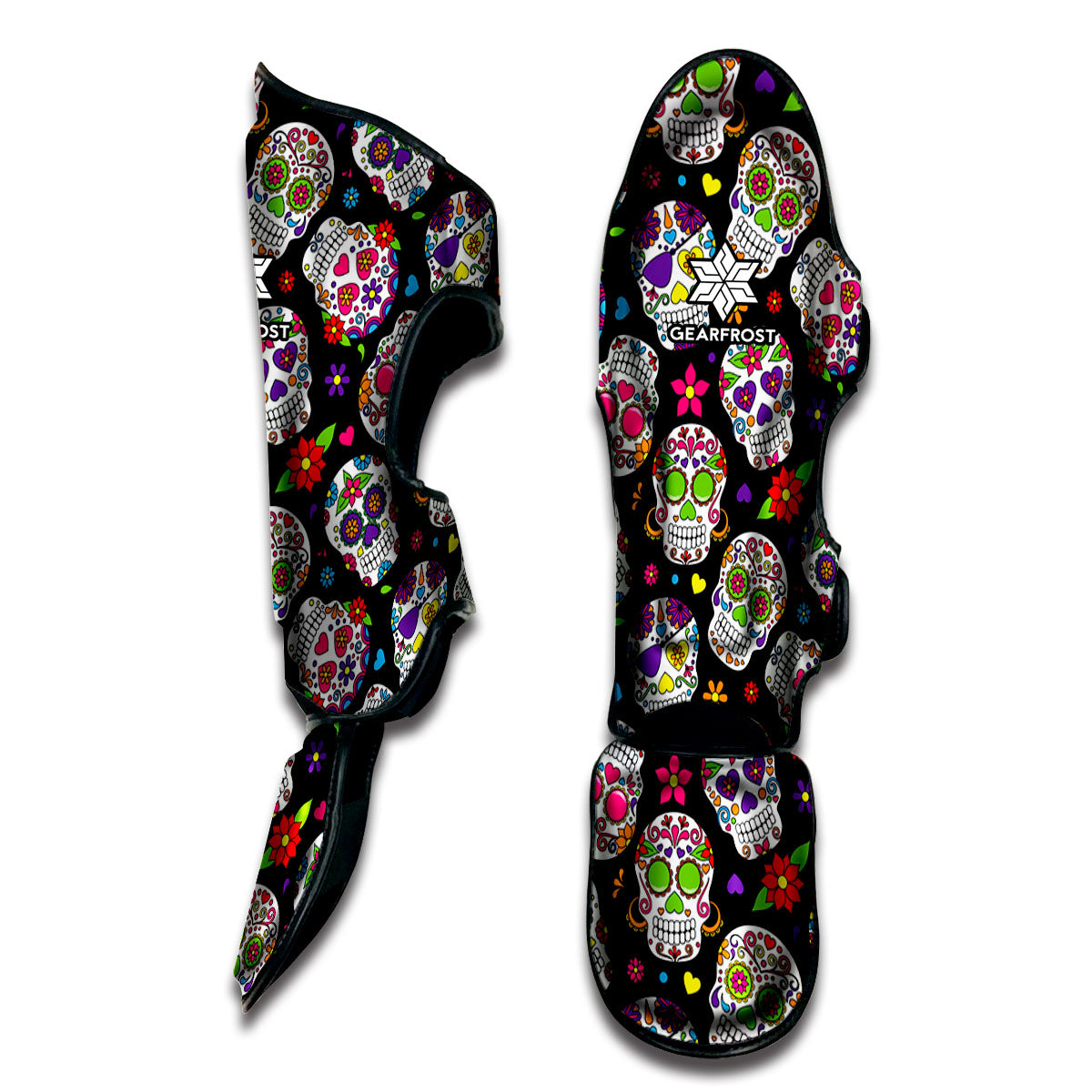 Sugar Skull Pattern Print Muay Thai Shin Guard