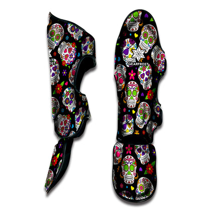 Sugar Skull Pattern Print Muay Thai Shin Guard