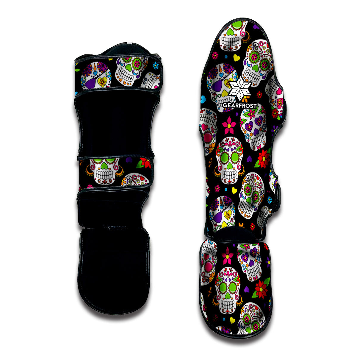 Sugar Skull Pattern Print Muay Thai Shin Guard