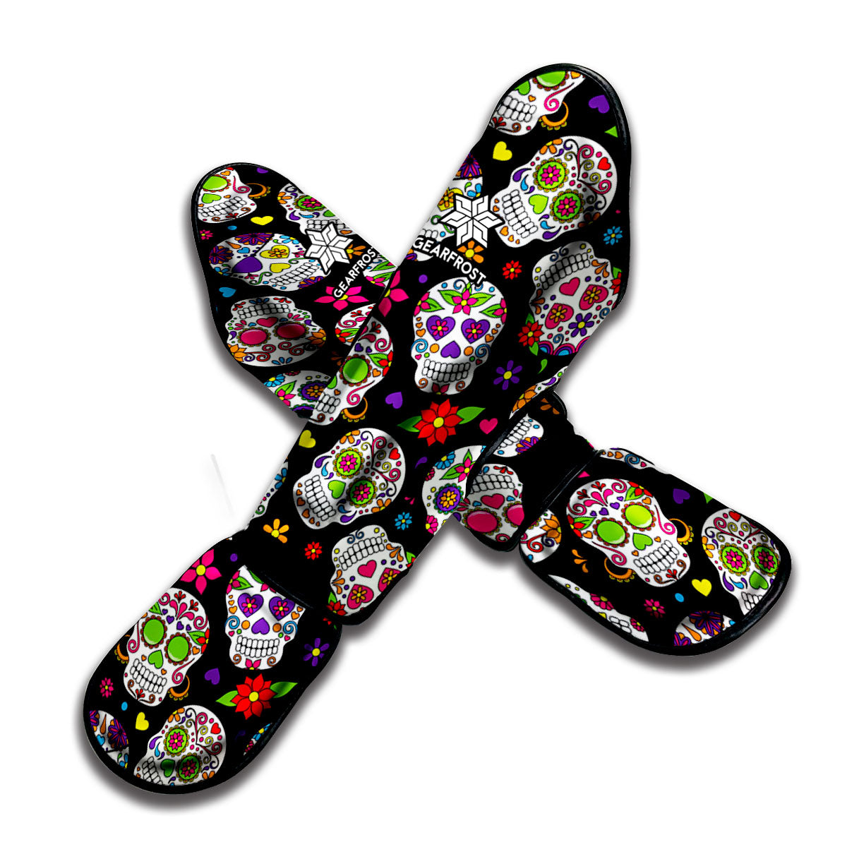 Sugar Skull Pattern Print Muay Thai Shin Guard