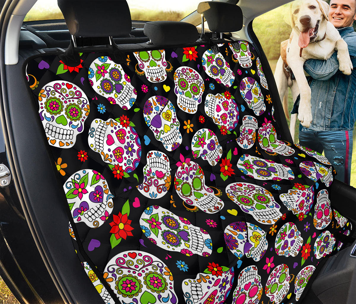 Sugar Skull Pattern Print Pet Car Back Seat Cover