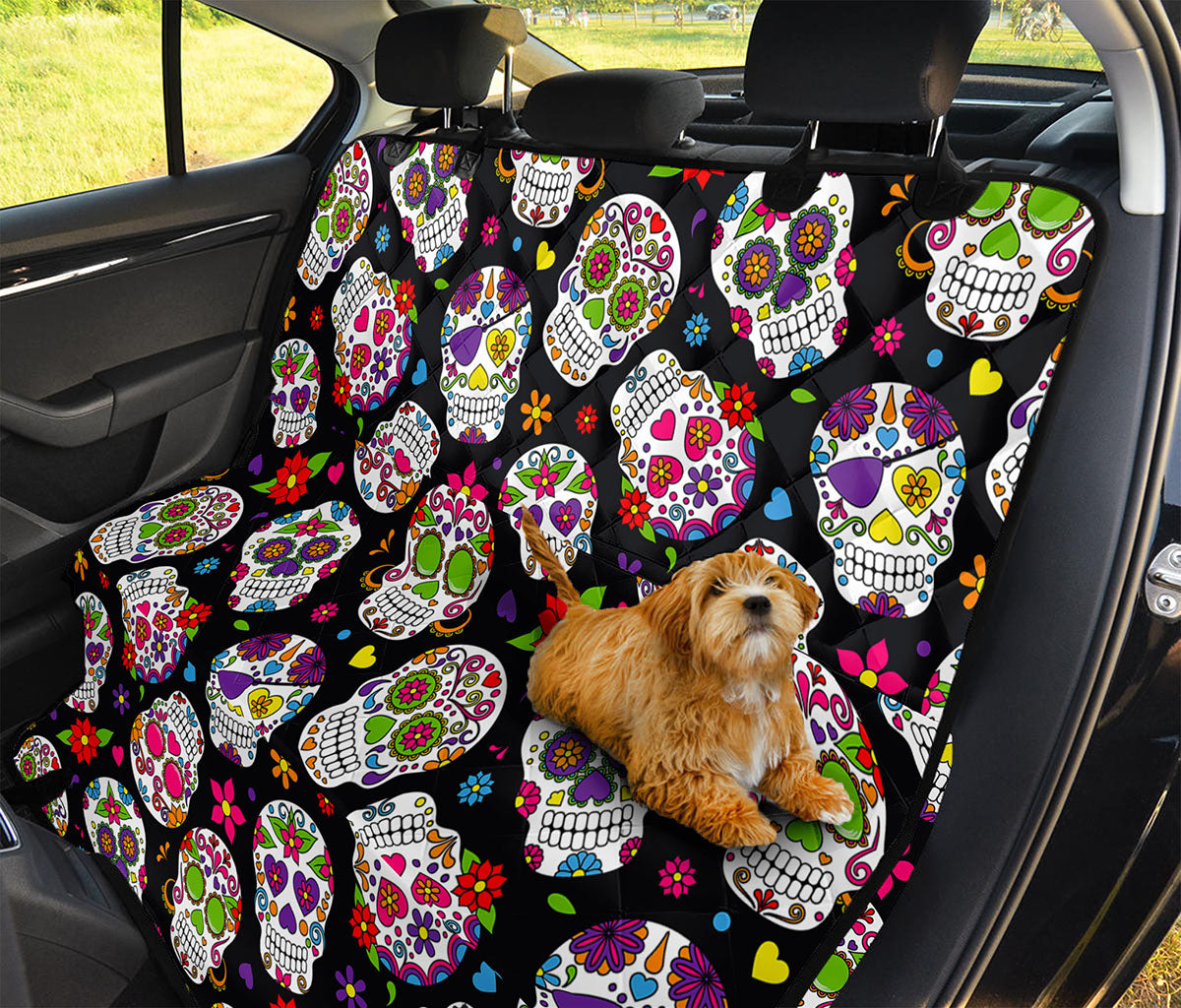 Sugar Skull Pattern Print Pet Car Back Seat Cover