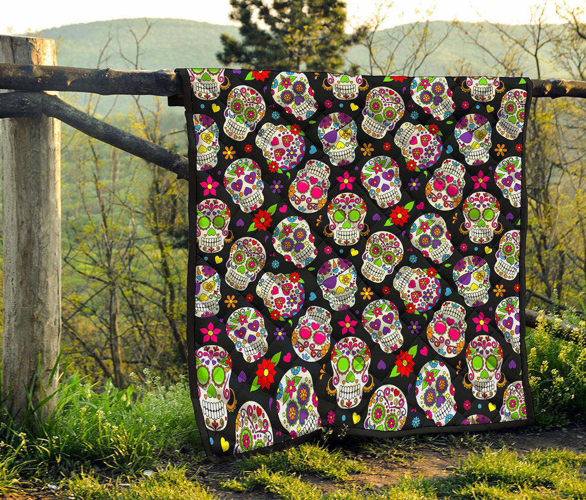 Sugar Skull Pattern Print Quilt