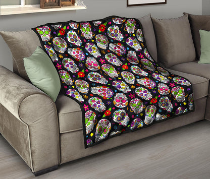 Sugar Skull Pattern Print Quilt