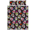 Sugar Skull Pattern Print Quilt Bed Set