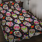 Sugar Skull Pattern Print Quilt Bed Set