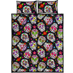 Sugar Skull Pattern Print Quilt Bed Set