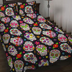 Sugar Skull Pattern Print Quilt Bed Set