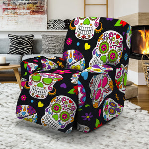 Sugar Skull Pattern Print Recliner Slipcover