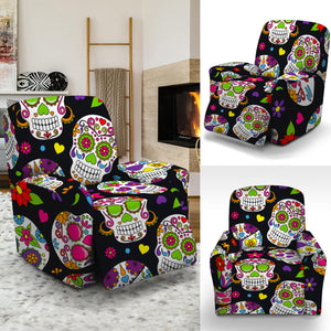 Sugar Skull Pattern Print Recliner Slipcover