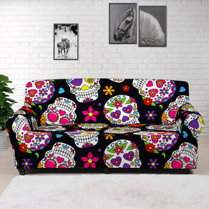 Sugar Skull Pattern Print Sofa Cover