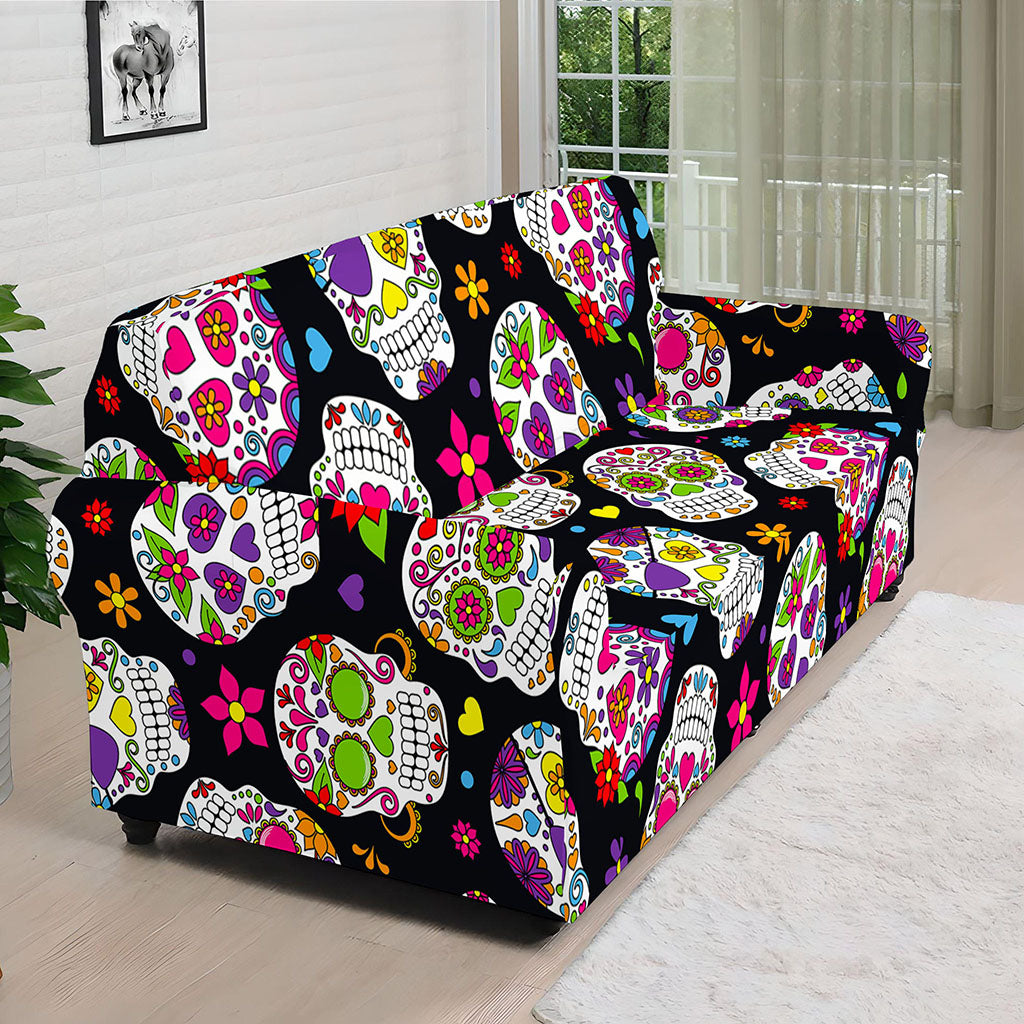 Sugar Skull Pattern Print Sofa Cover