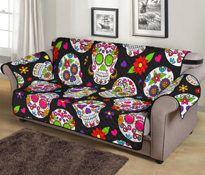 Sugar Skull Pattern Print Sofa Protector