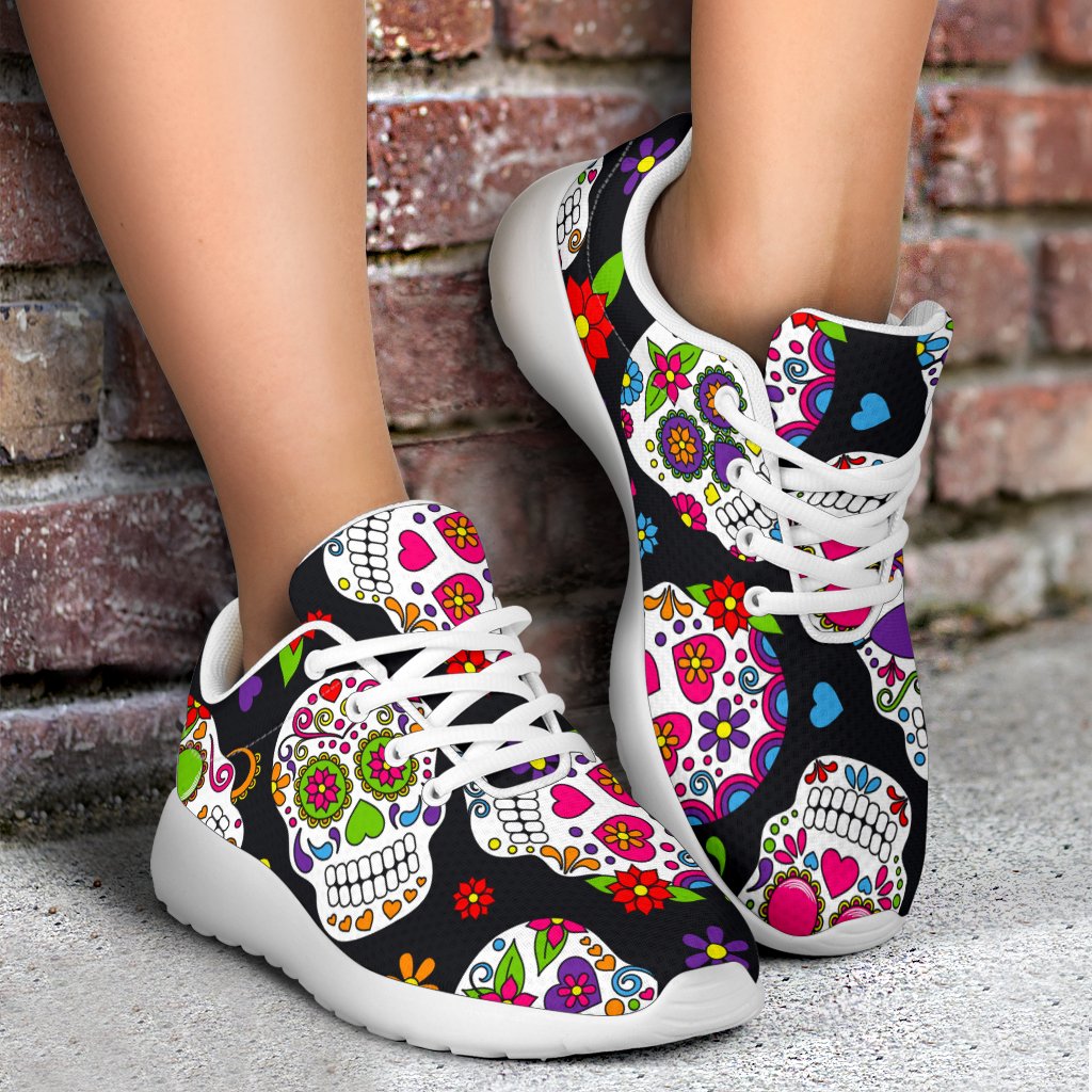 Sugar Skull Pattern Print Sport Shoes GearFrost