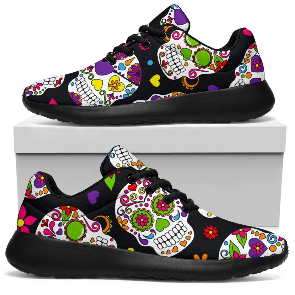 Sugar Skull Pattern Print Sport Shoes GearFrost