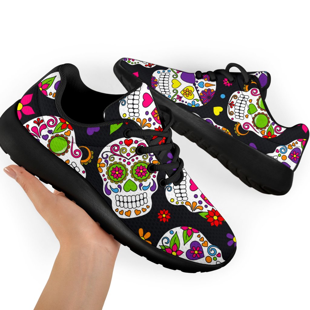 Sugar Skull Pattern Print Sport Shoes GearFrost