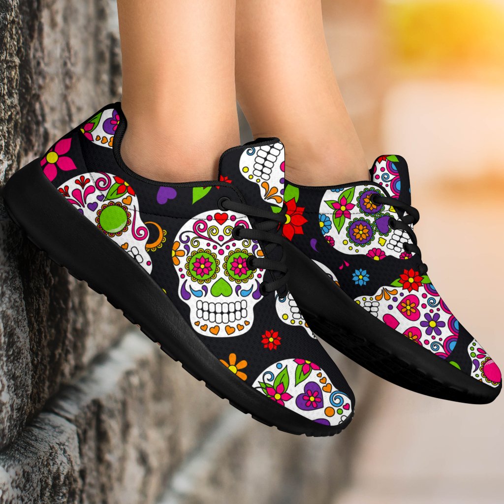 Sugar Skull Pattern Print Sport Shoes GearFrost