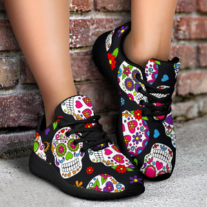 Sugar Skull Pattern Print Sport Shoes GearFrost