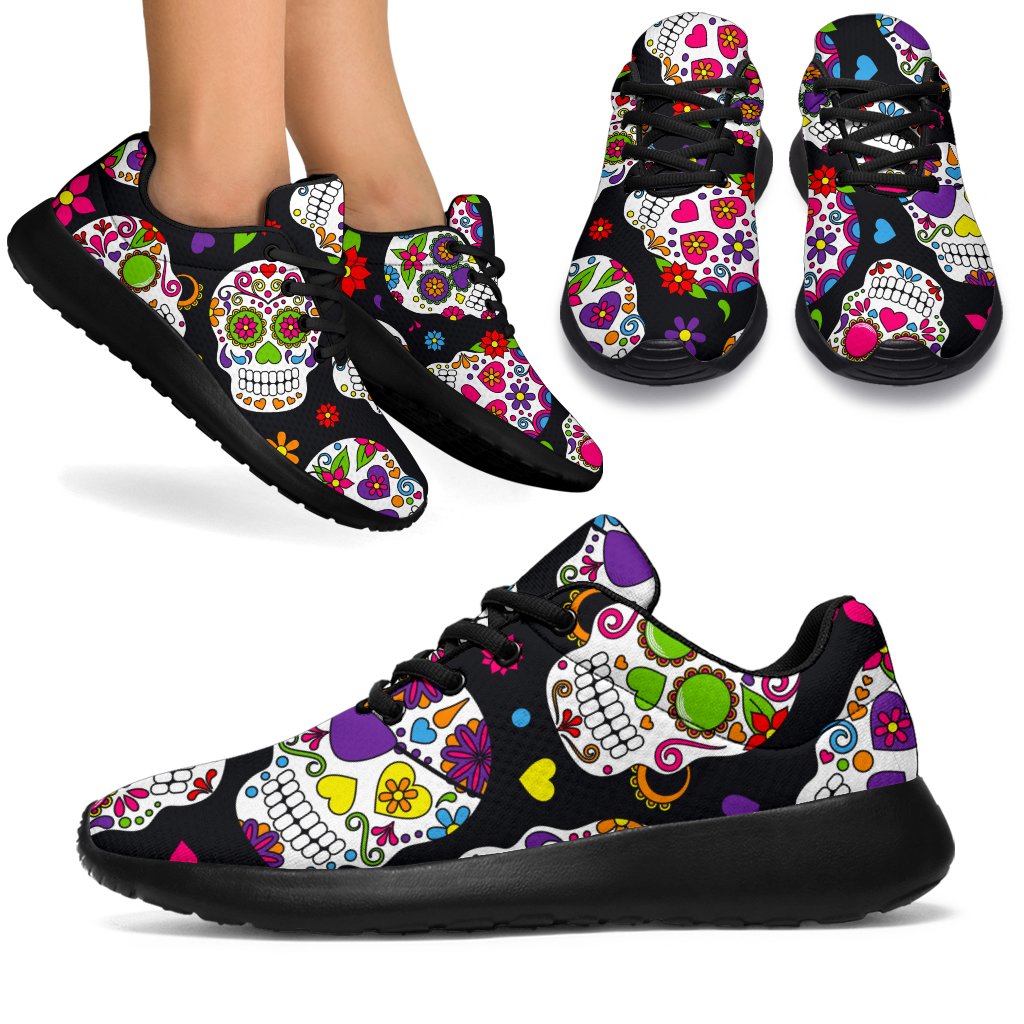 Sugar Skull Pattern Print Sport Shoes GearFrost