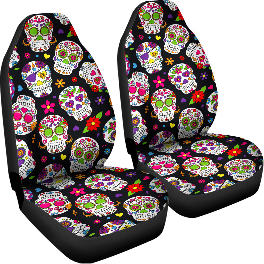 Sugar Skull Pattern Print Universal Fit Car Seat Covers