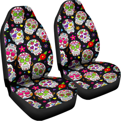 Sugar Skull Pattern Print Universal Fit Car Seat Covers
