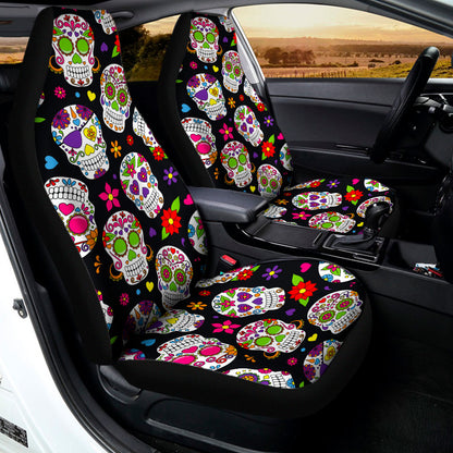 Sugar Skull Pattern Print Universal Fit Car Seat Covers