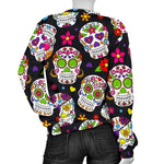 Sugar Skull Pattern Print Women's Crewneck Sweatshirt GearFrost