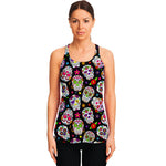 Sugar Skull Pattern Print Women's Racerback Tank Top