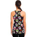 Sugar Skull Pattern Print Women's Racerback Tank Top