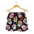 Sugar Skull Pattern Print Women's Shorts