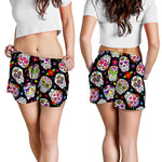 Sugar Skull Pattern Print Women's Shorts