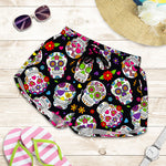 Sugar Skull Pattern Print Women's Shorts