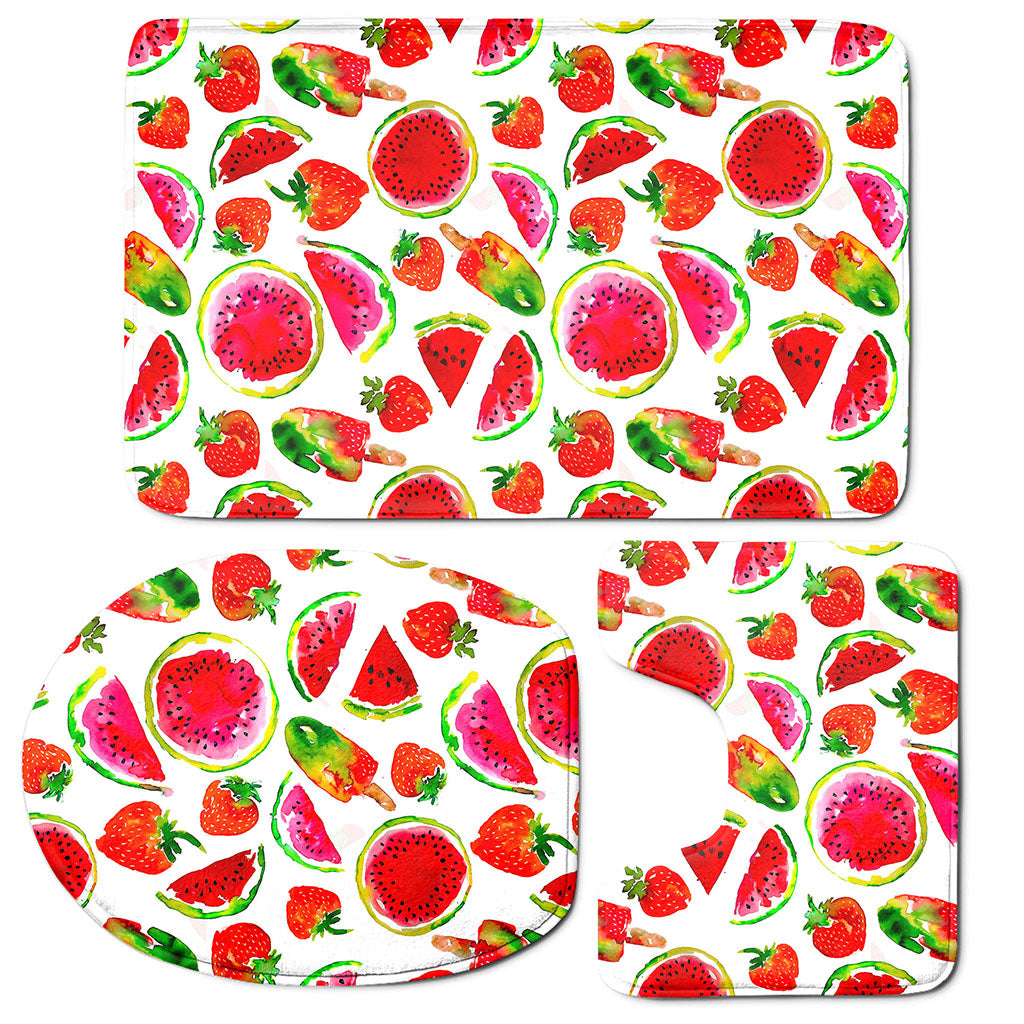 Summer Fruits Watermelon Pattern Print 3 Piece Bath Mat Set