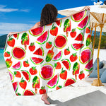Summer Fruits Watermelon Pattern Print Beach Sarong Wrap