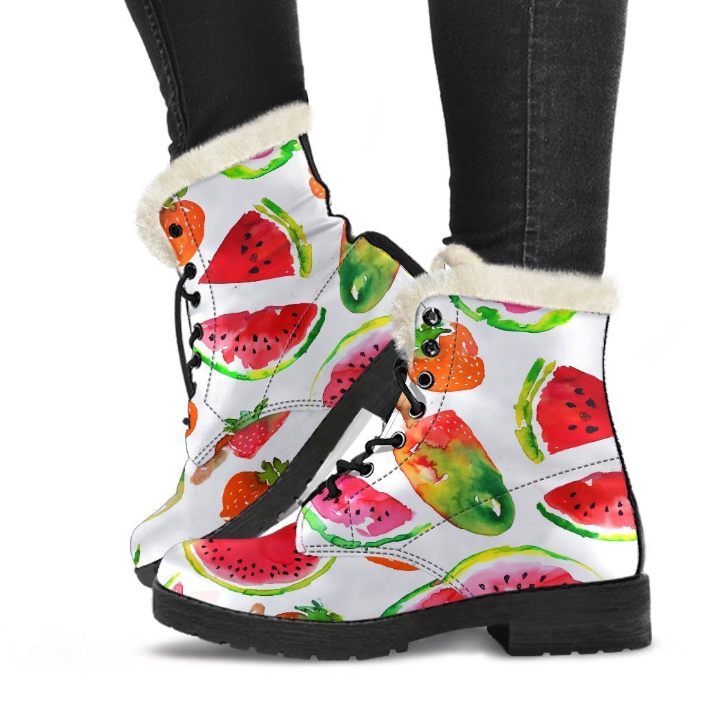 Summer Fruits Watermelon Pattern Print Comfy Boots GearFrost