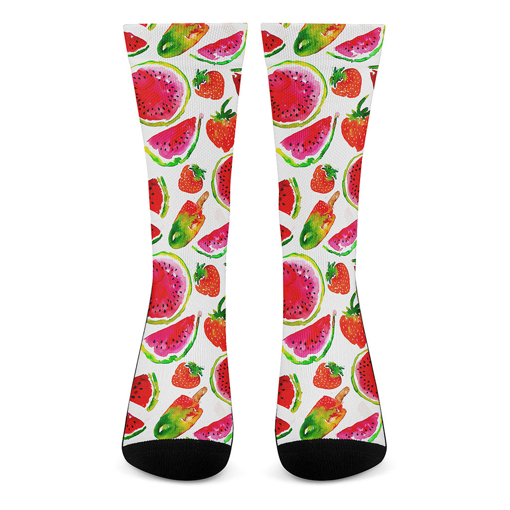 Summer Fruits Watermelon Pattern Print Crew Socks