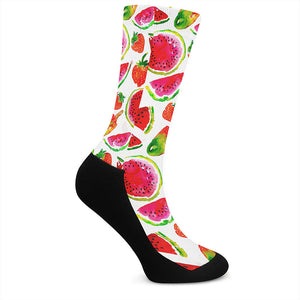 Summer Fruits Watermelon Pattern Print Crew Socks