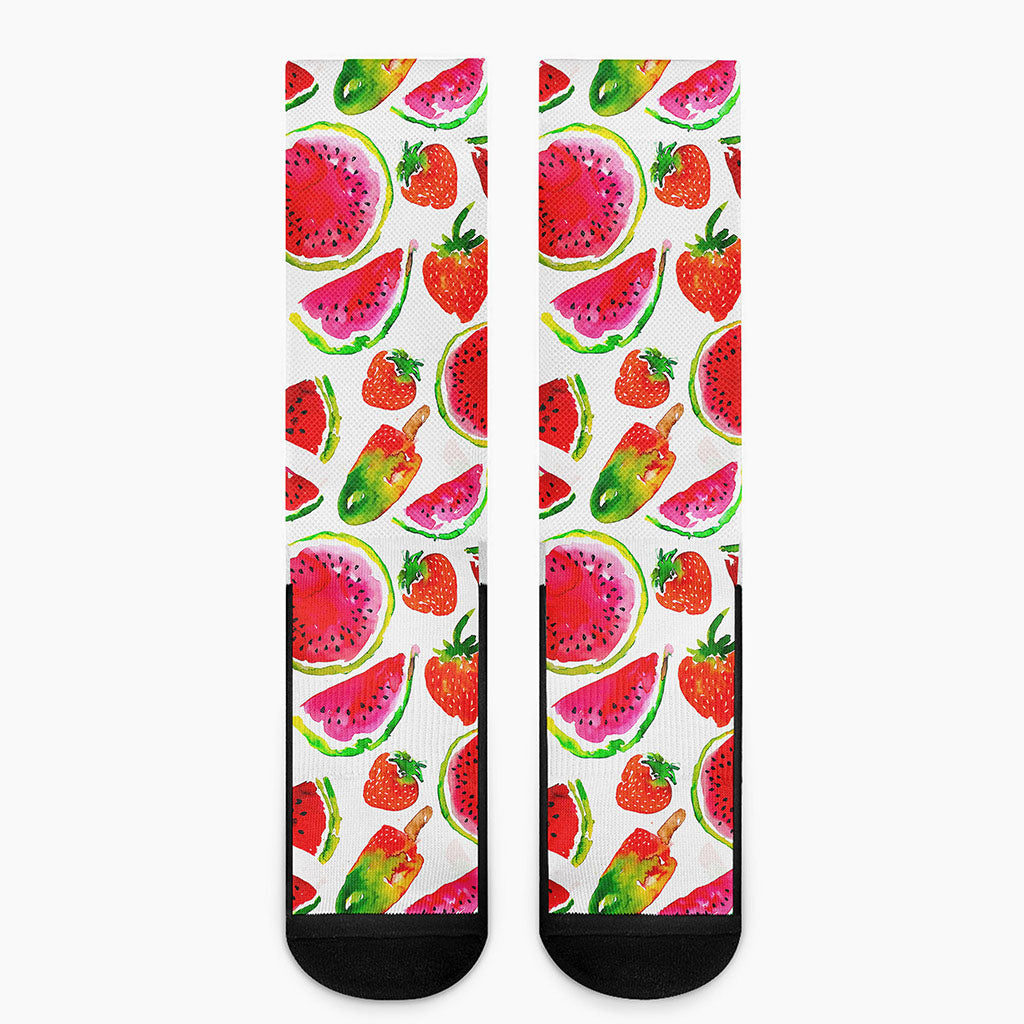 Summer Fruits Watermelon Pattern Print Crew Socks