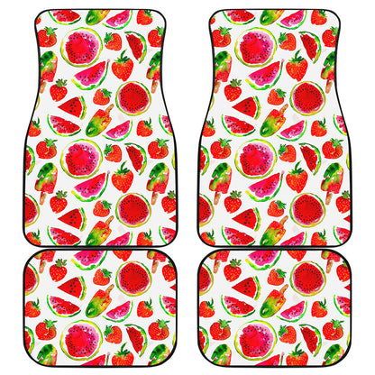 Summer Fruits Watermelon Pattern Print Front and Back Car Floor Mats