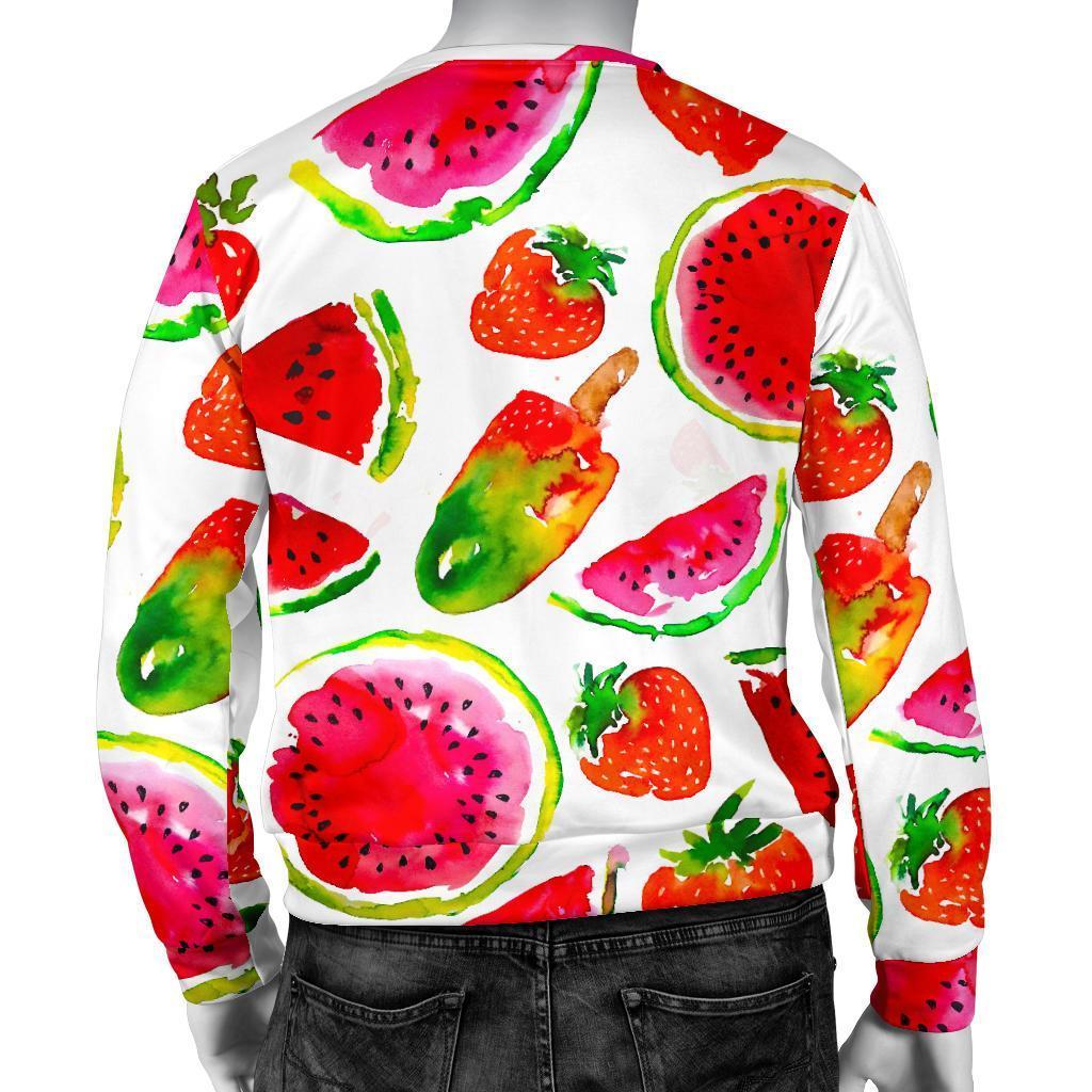 Summer Fruits Watermelon Pattern Print Men's Crewneck Sweatshirt GearFrost