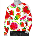 Summer Fruits Watermelon Pattern Print Men's Crewneck Sweatshirt GearFrost