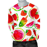 Summer Fruits Watermelon Pattern Print Men's Crewneck Sweatshirt GearFrost