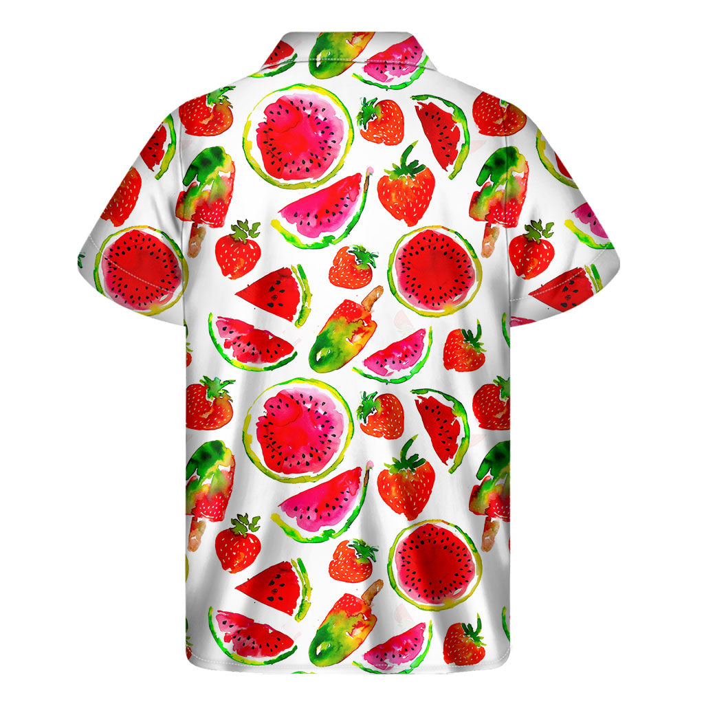 Summer Fruits Watermelon Pattern Print Men's Short Sleeve Shirt