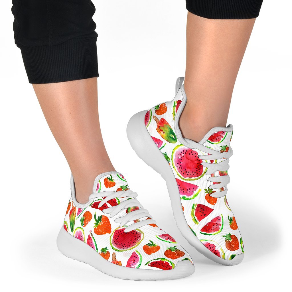 Summer Fruits Watermelon Pattern Print Mesh Knit Shoes GearFrost
