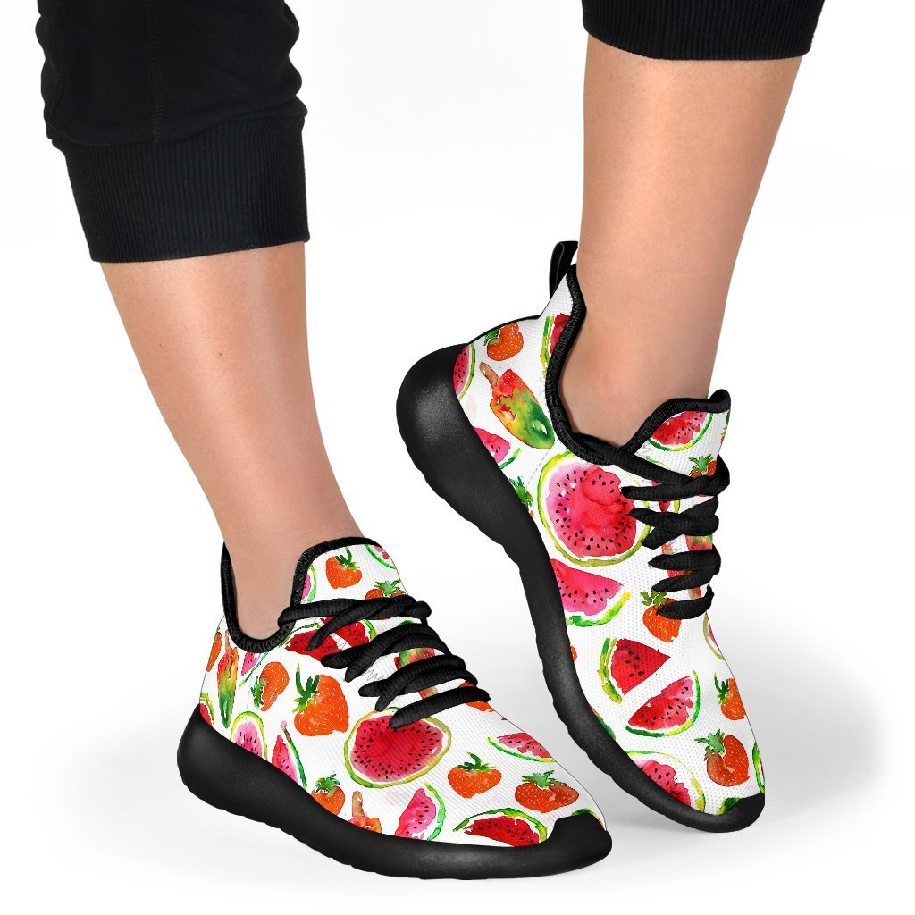 Summer Fruits Watermelon Pattern Print Mesh Knit Shoes GearFrost